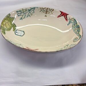 Papart Sea Life Nautical Seahorse Coastal Serving Bowl